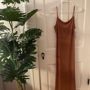 Elegant Brown Slip Dress